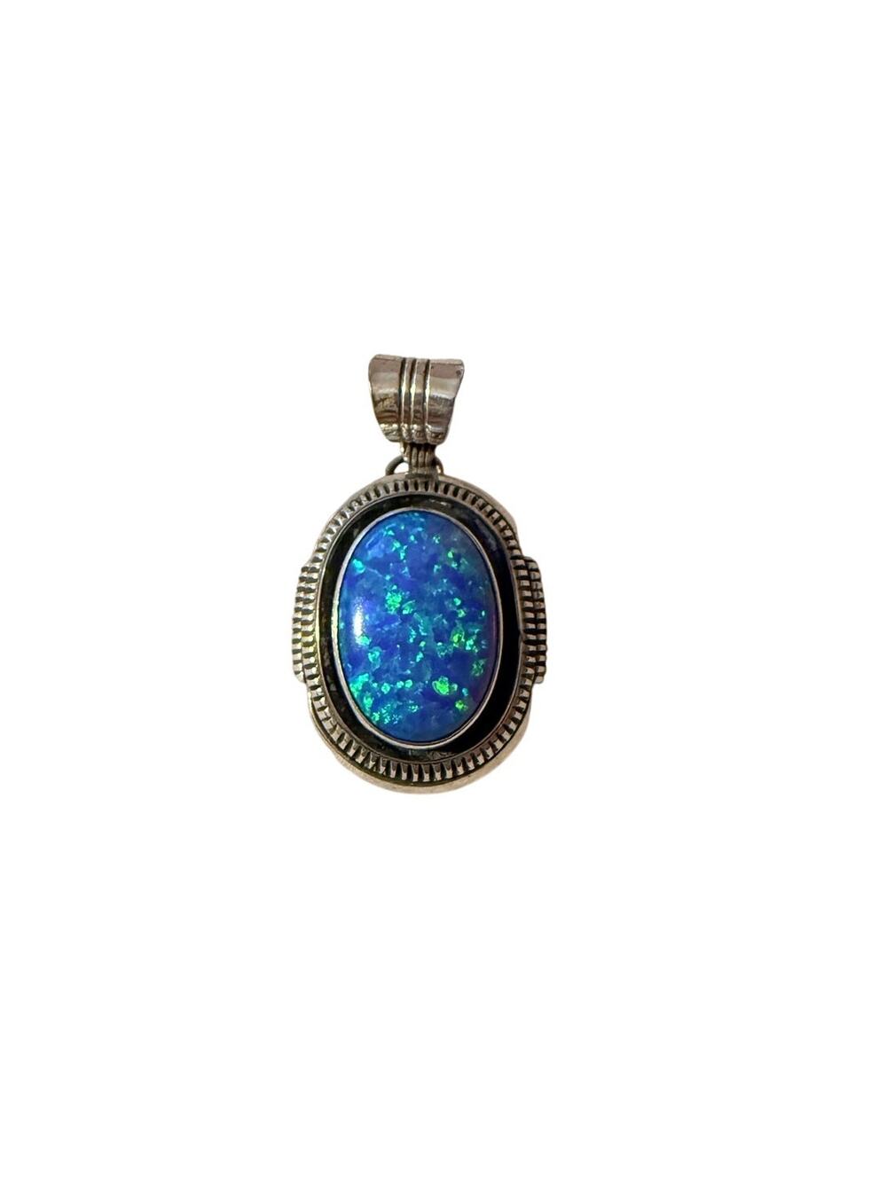 Native Triple Opal Gemstone 925 Pendant Navajo - Picture 2 of 10